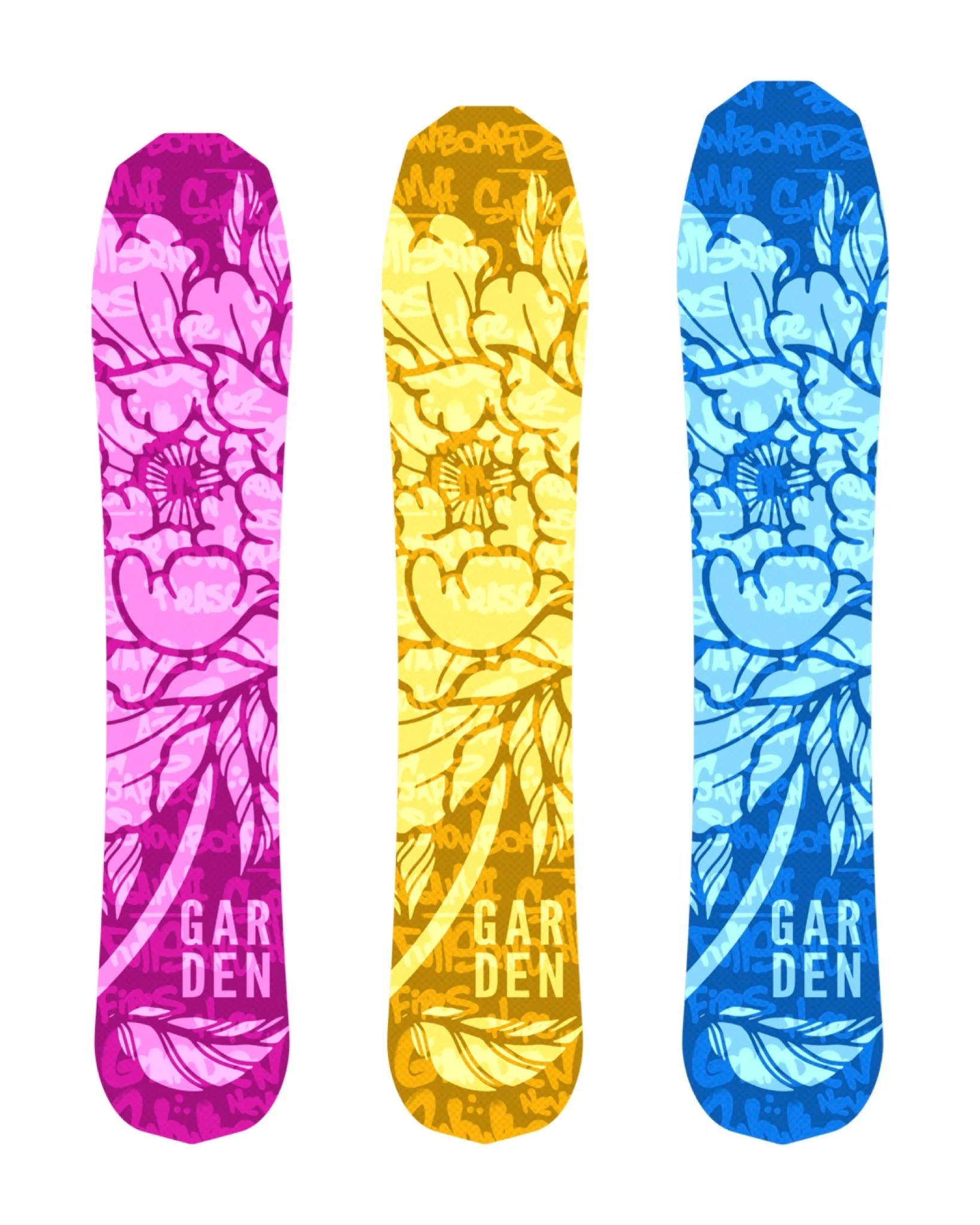 GARDEN ガーデン スノーボード 2点セット 約138 ビンディング付 花柄 Garden Snowboards-garden snowboards